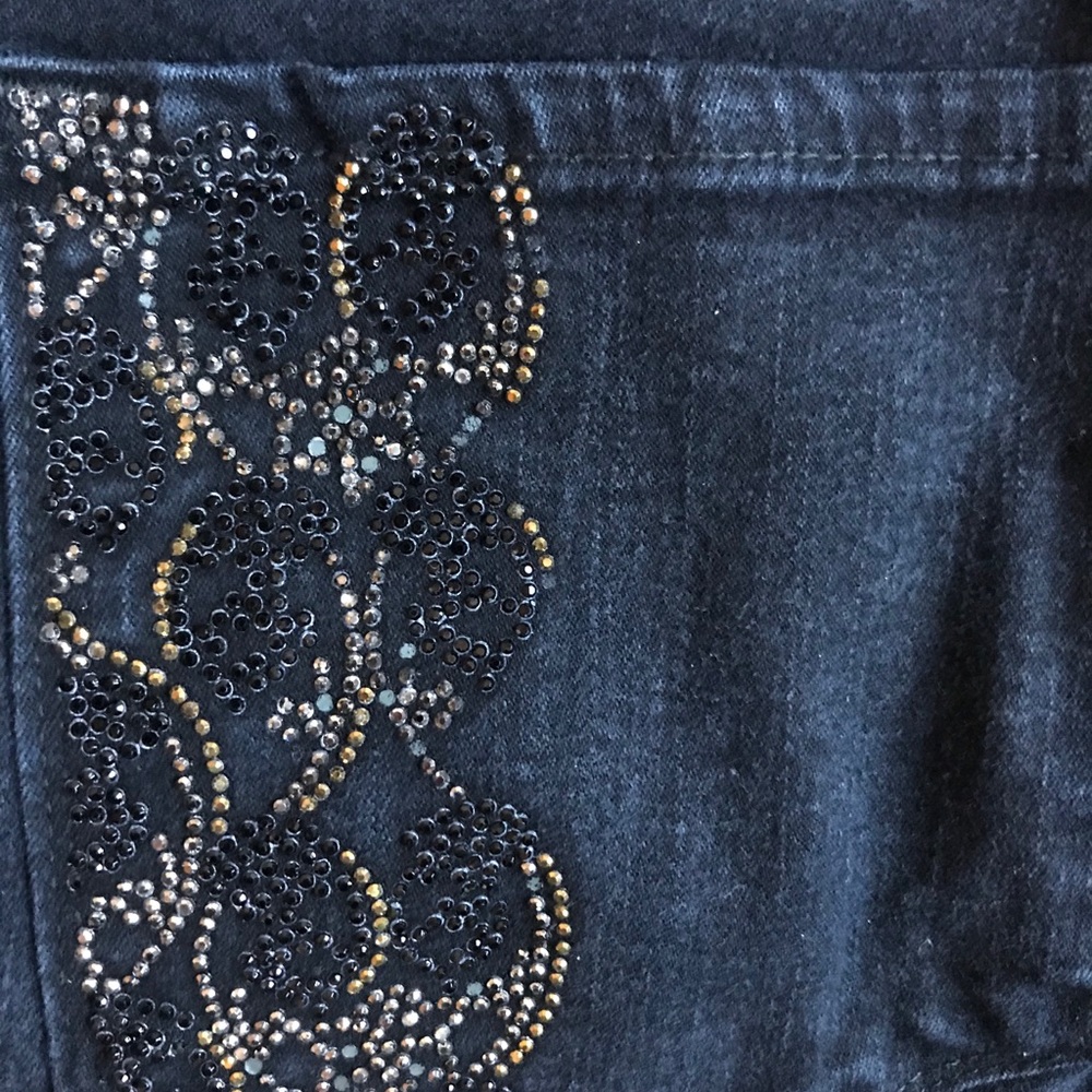 NYDJ black jeans, sparkle pockets, size 10